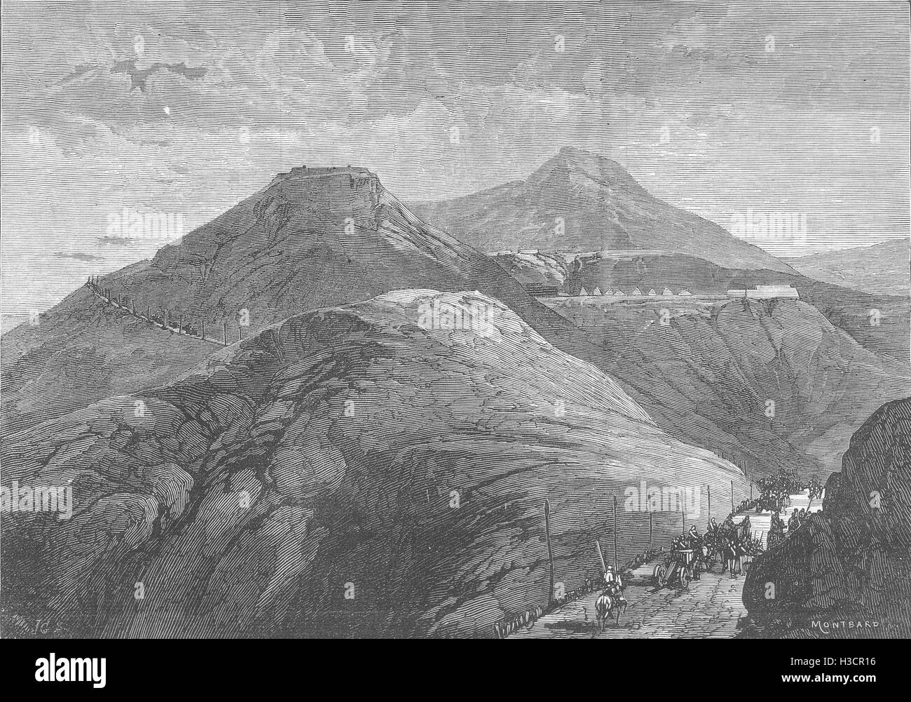 Bulgarien 2. Position der Geschütze mit Mount Nicolai & Shipka Pass besetzt 2 1877. Der illustrierte London News Stockfoto