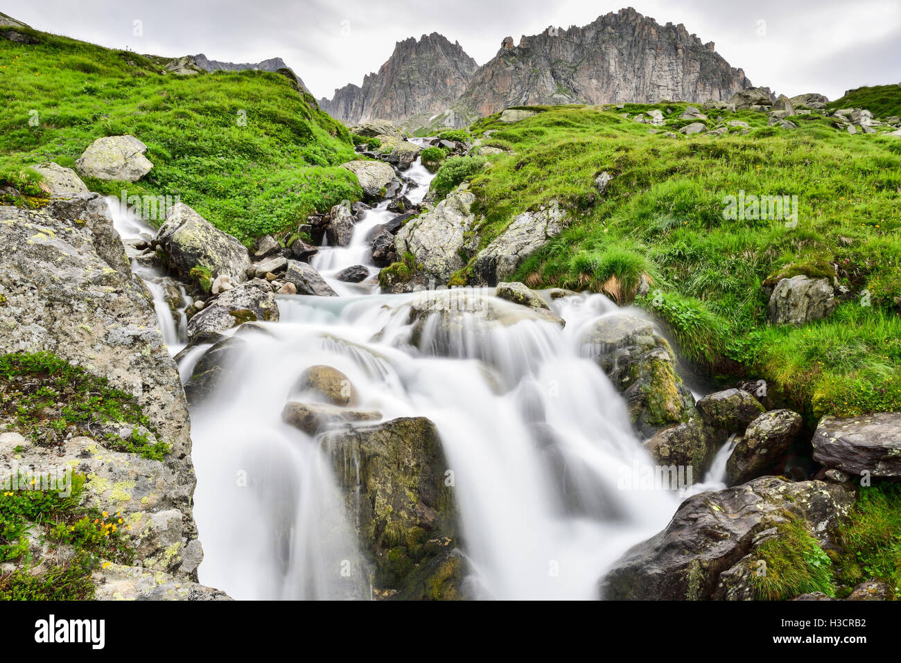 Alpiner Bergbach Stockfoto