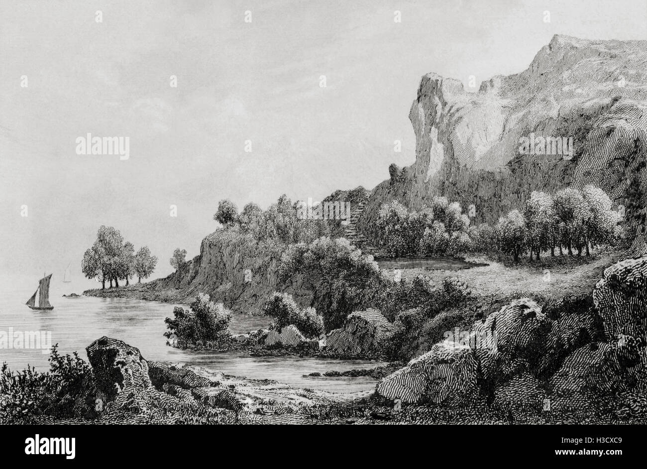 Vereinigte Staaten, Kosciusko Garten. Stahlstich des 19. Jahrhunderts von Lemaitre Direxit aus "Paysage Marítimo". Stockfoto