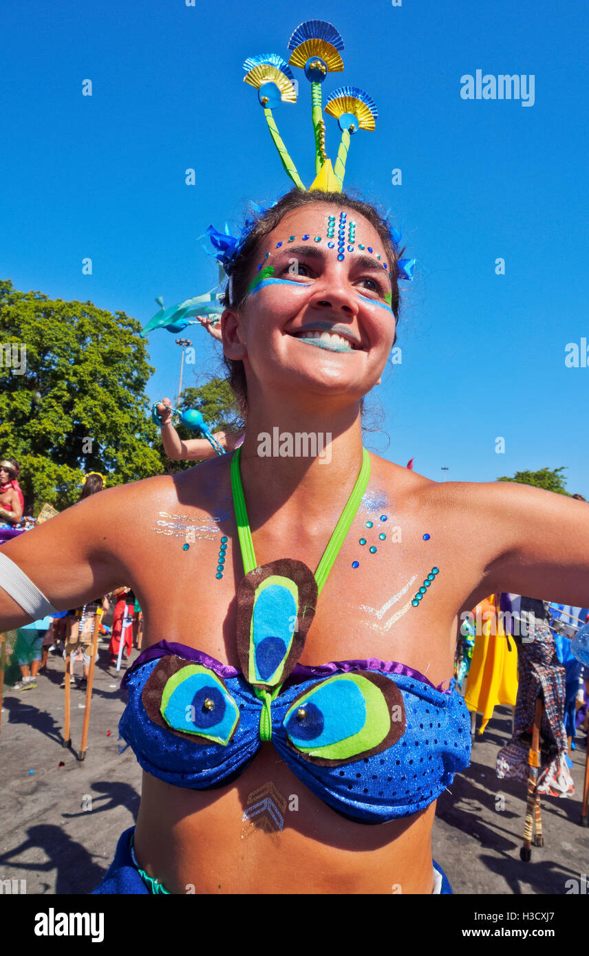 Brasilien, Bundesstaat Rio De Janeiro, Stadt von Rio De Janeiro, Gloria, Bloco Orquestra Voadora Karnevalsumzug. Stockfoto