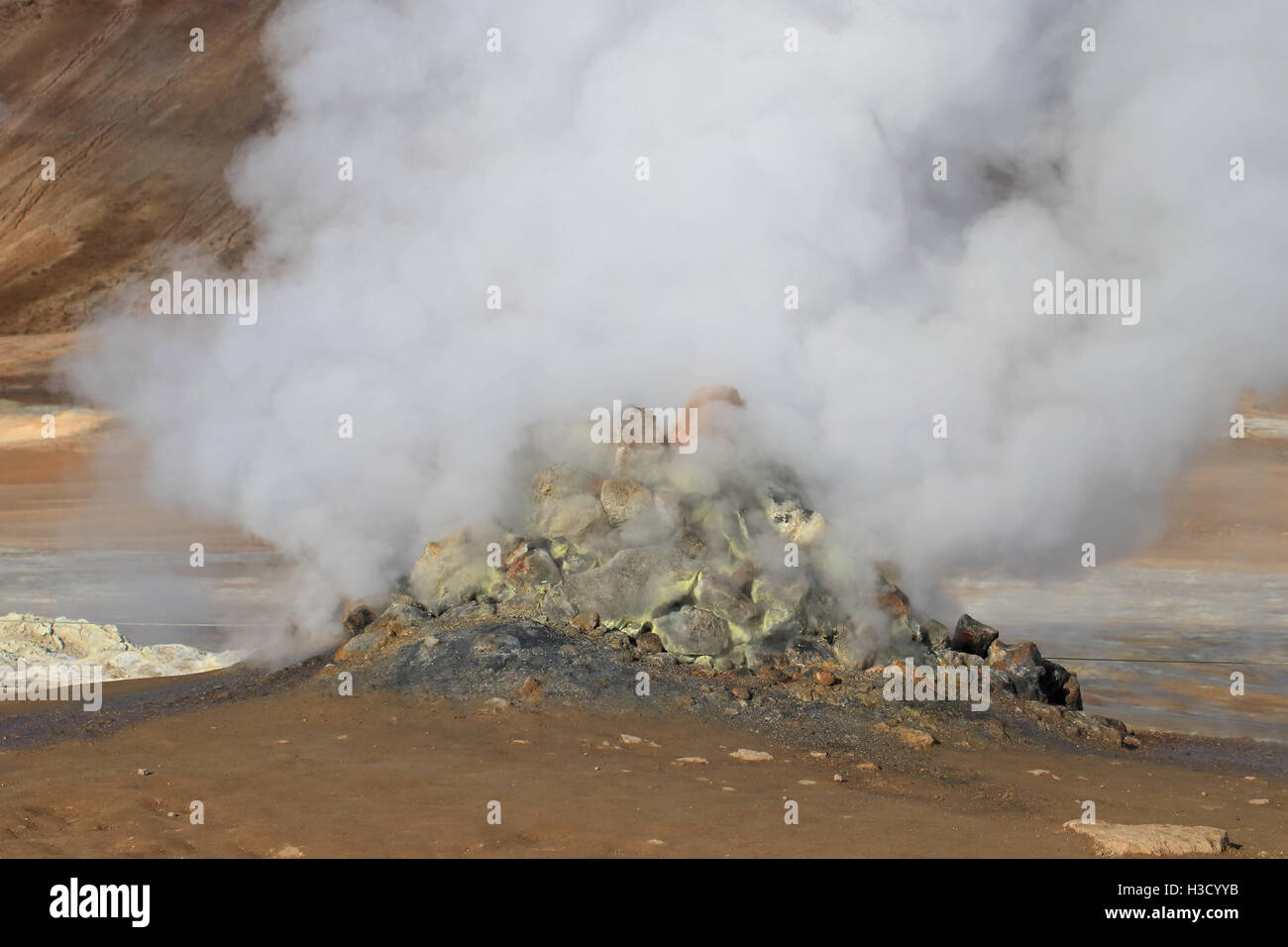 Námafjall Hverir Fumerol geothermals Stockfoto