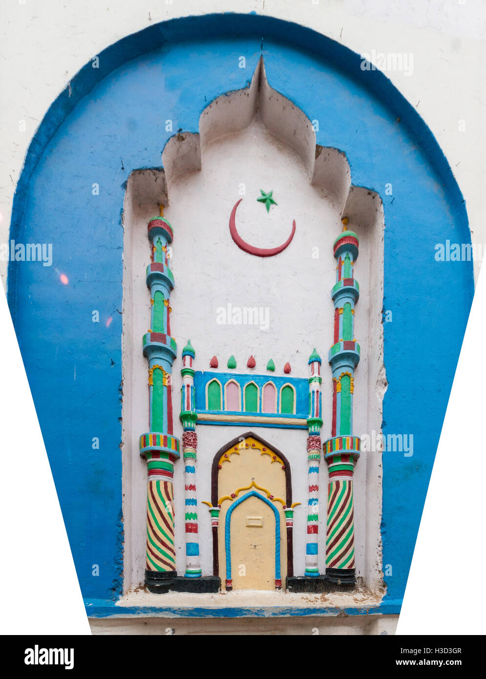Bild auf der Außenwand des Kajimar Moschee. Stockfoto