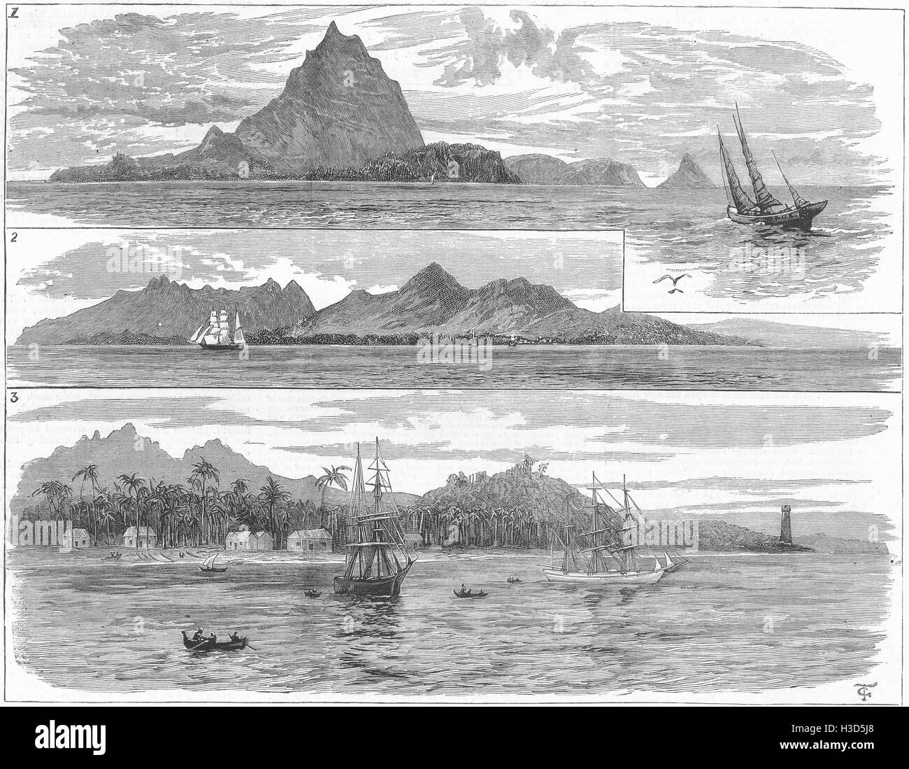 JAVA vulkanischen Ausbruch Krakatau Anjer, völlig zerstört; Sunda-Straße 1883. Der illustrierte London News Stockfoto