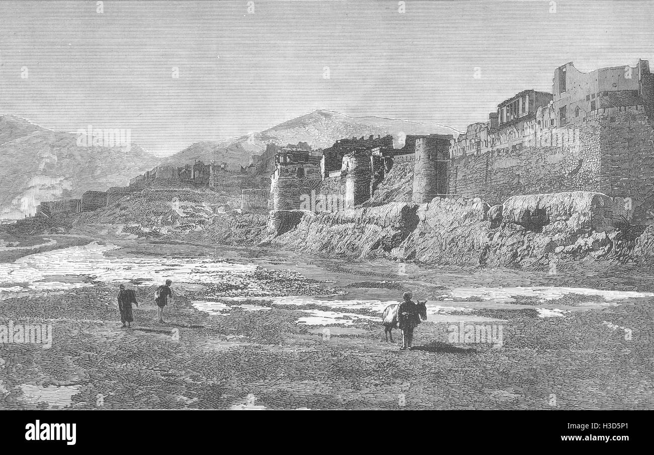 AFGHANISTAN-Desaster in; Bala Hissar, Zitadelle von Kabul 1880. Die Grafik Stockfoto