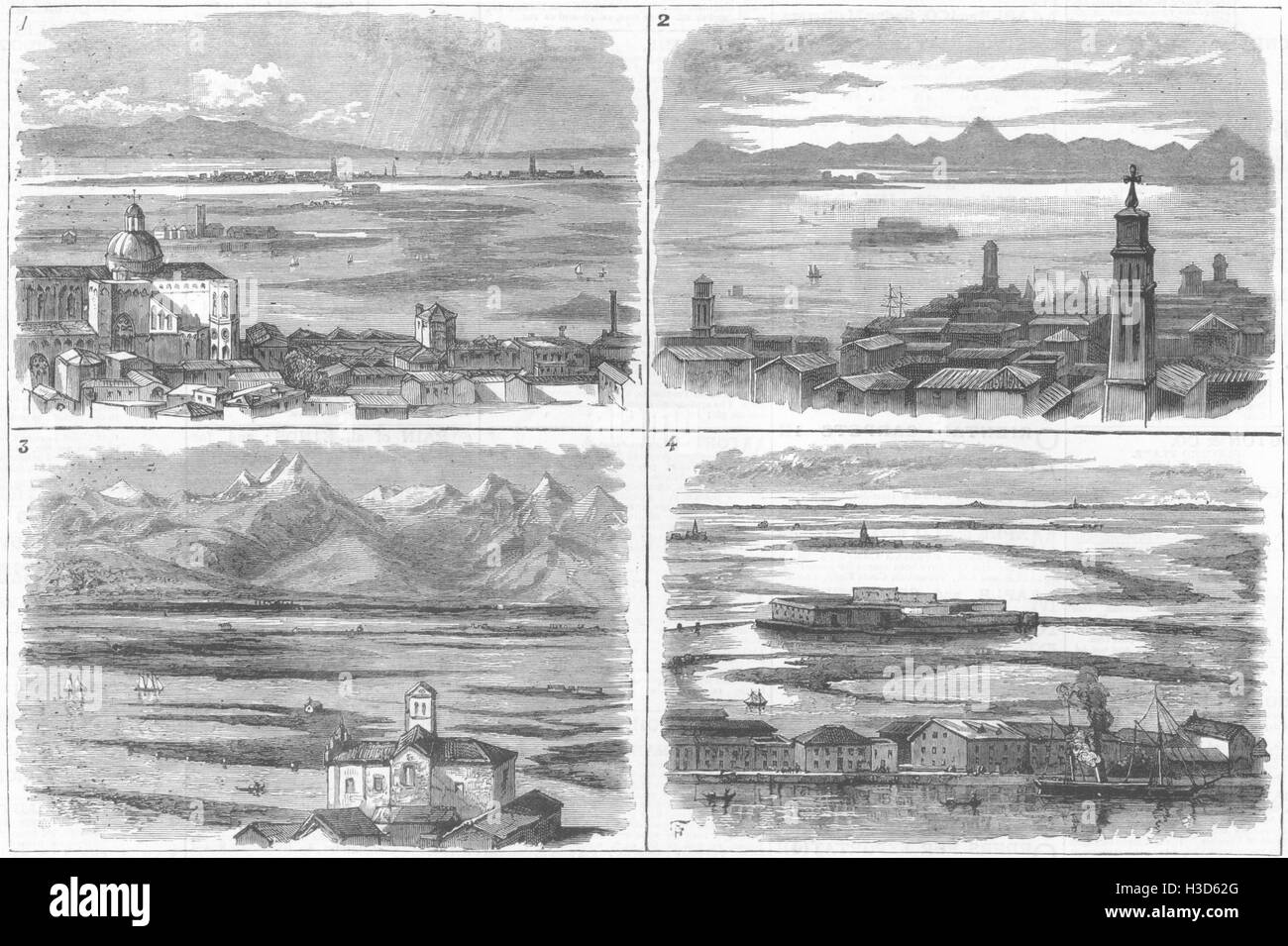 Lagunen von Venedig; Torcello, Burano, Murano, S Giovanni S Paolo; S Salvatore Isolo 1883. Die Grafik Stockfoto