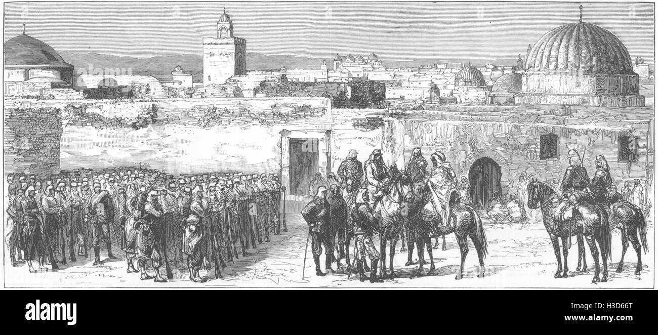 Die französische Besetzung von Tunis die Heilige Stadt Kairouan 1881 Tunesien. Die Grafik Stockfoto