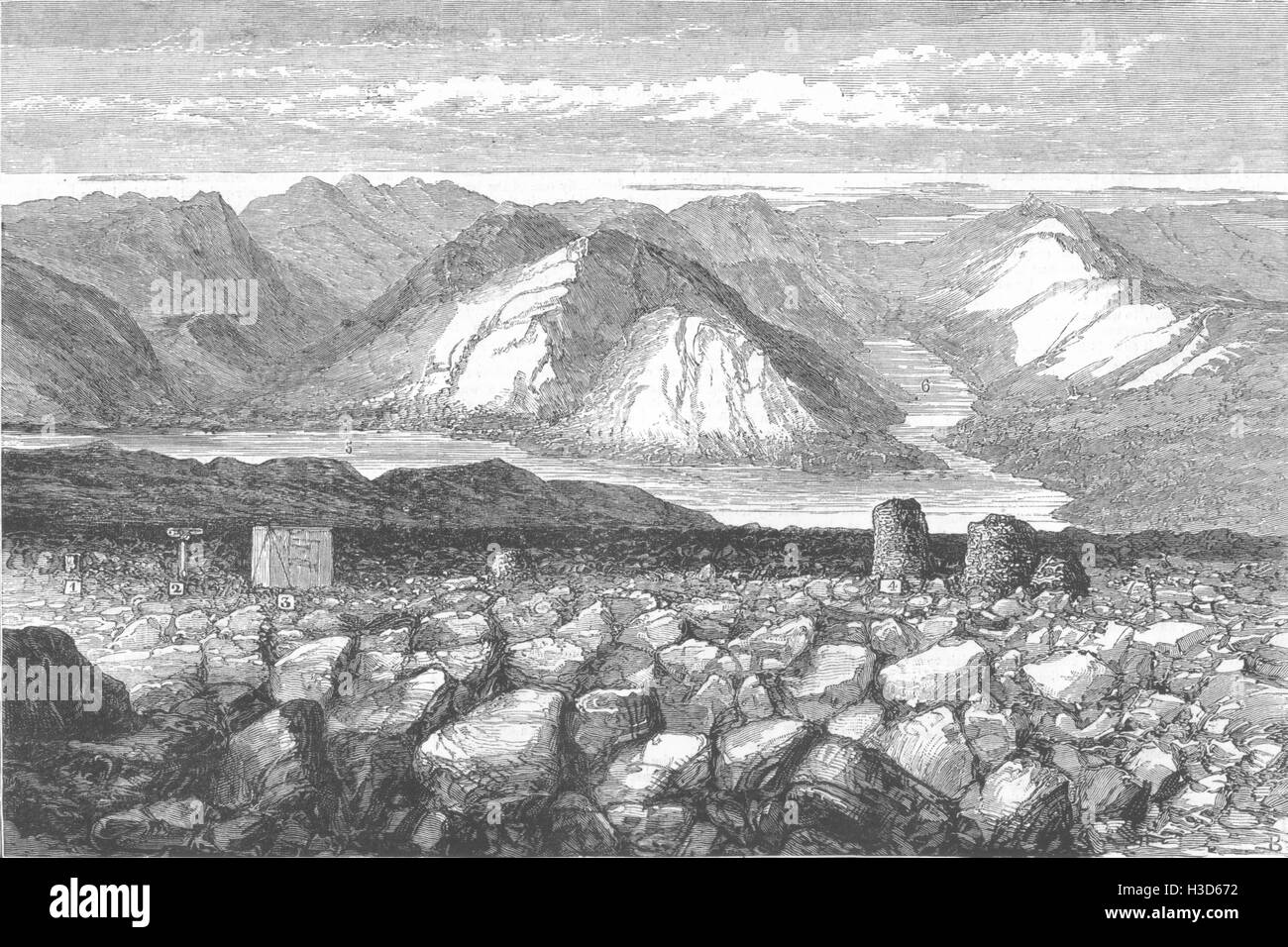 BEN NEVIS meteorologische Observatorium Gipfel Lochs Linnhe Eil 1881. Die Grafik Stockfoto