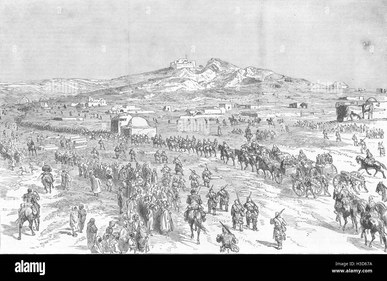 TUNIS französische Besetzung Ft Sidi Bil Hassan, Kommandeur, Truppen 12. Oktober 1881. Die Grafik Stockfoto