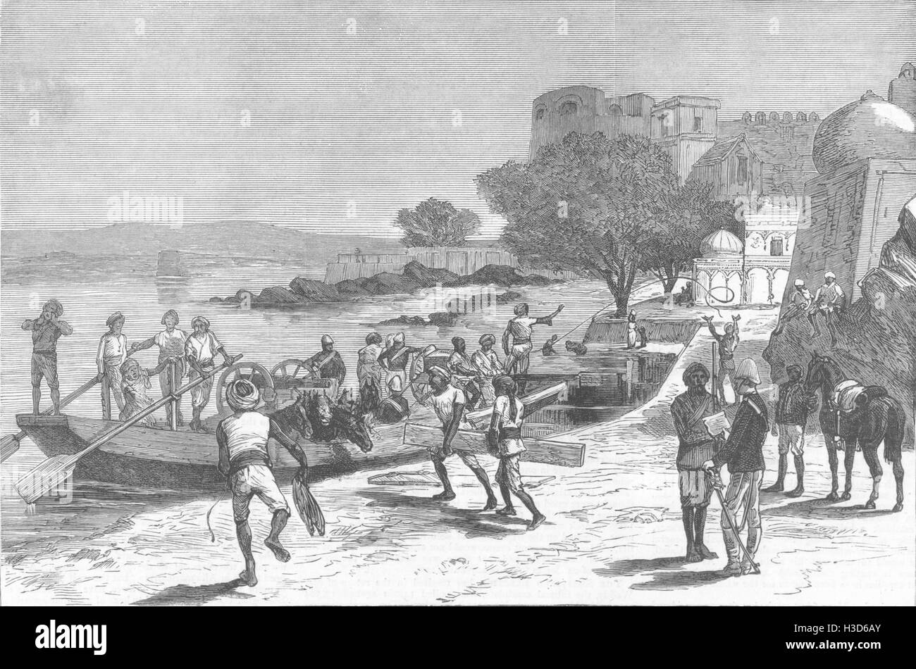 AFGHANISTAN afghanische Kampagne-Verstärkungen für Kabul Indus 1879 überqueren. Die Grafik Stockfoto