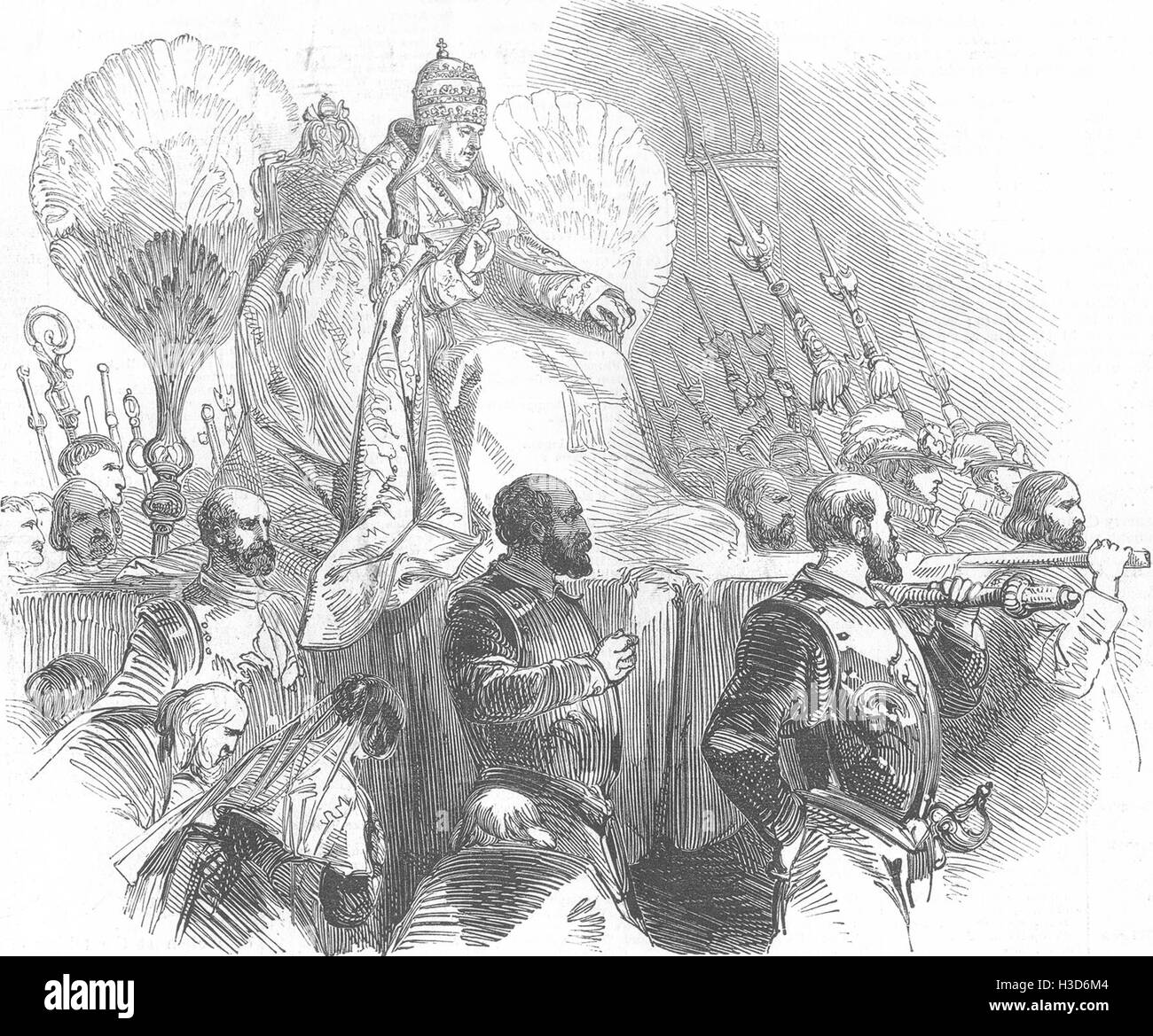 Papst PIUS IX. den Papst in Prozession 1847 zu tragen. Der illustrierte London News Stockfoto