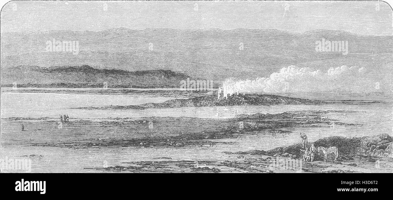 Island A heißer Frühling in einem Fluss in Islands, Island 1872. Die Grafik Stockfoto