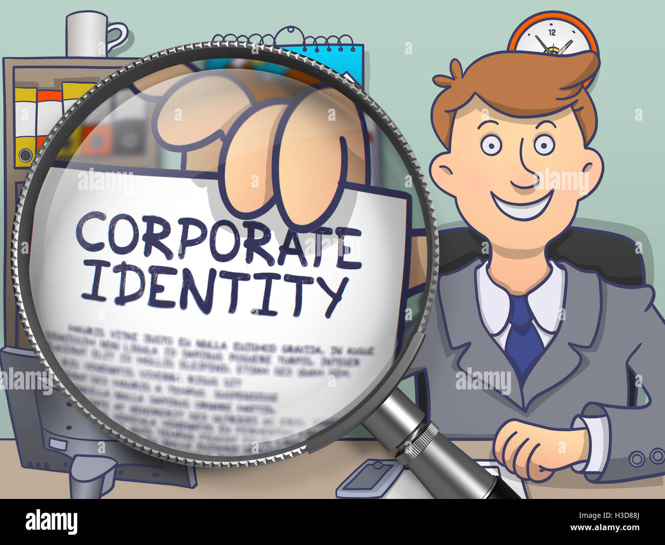 Corporate Identity durch Linse. Doodle-Design. Stockfoto
