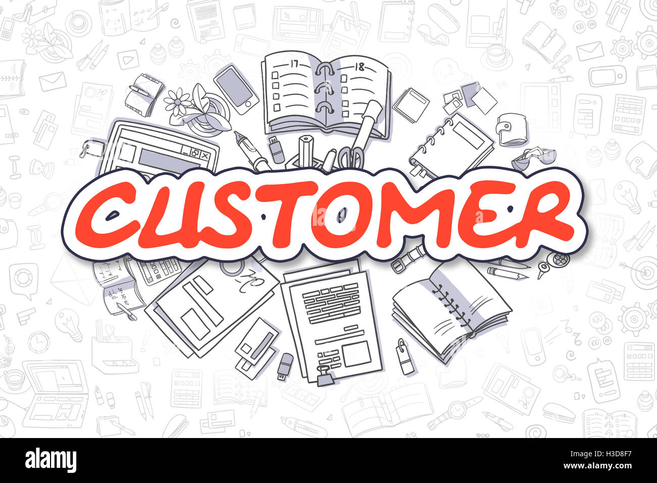 Kunden - Doodle roten Text. Business-Konzept. Stockfoto