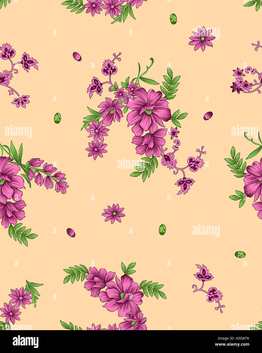 schöne bunte nahtlose Reihe Blumenmuster Stockfoto
