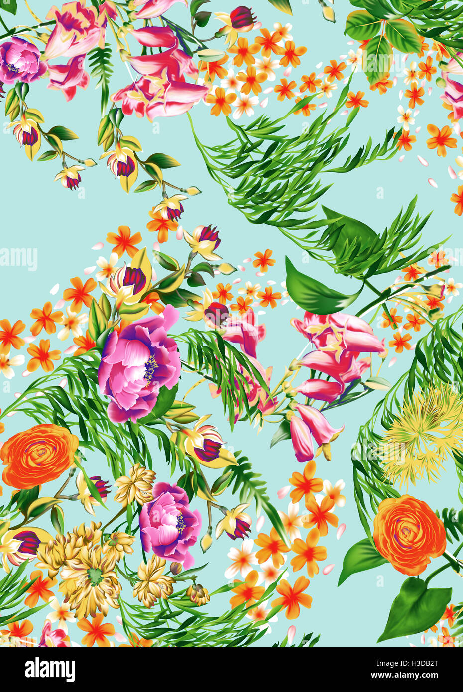 schöne bunte Textil gedruckt Blumen-design Stockfoto