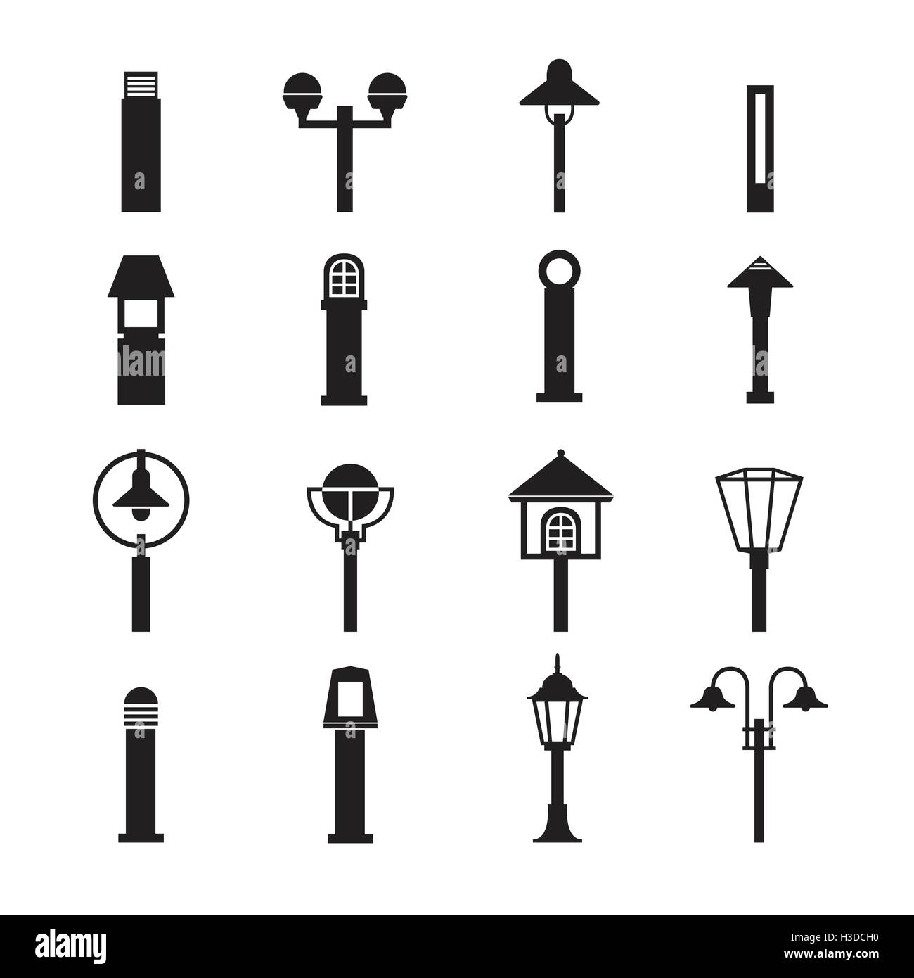 Straßenbeleuchtung und Außenleuchten-Icon-set Stock Vektor