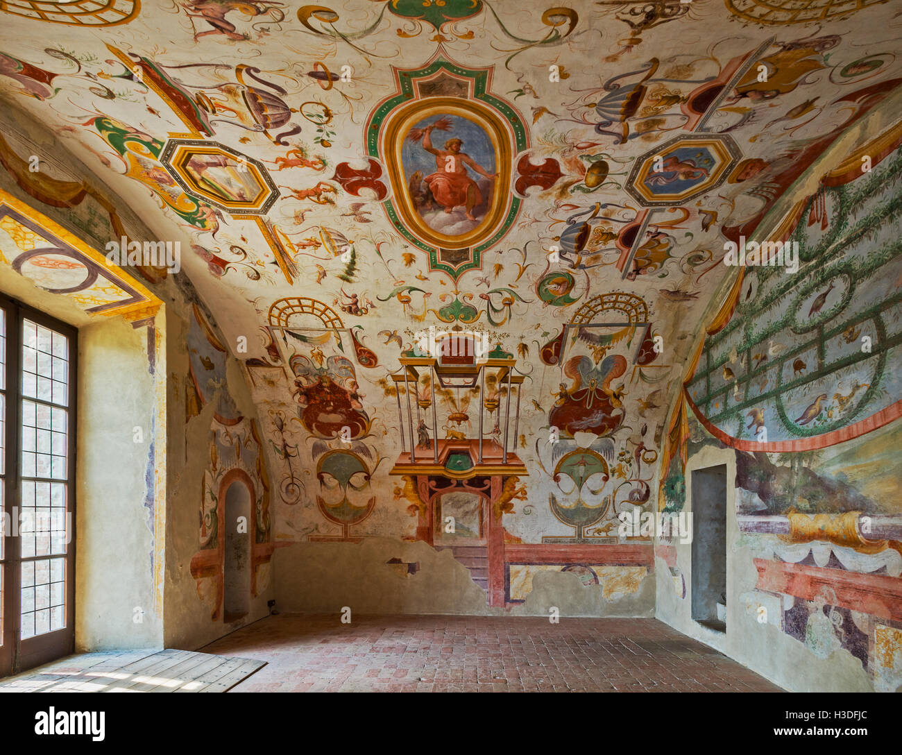 Italien-Emilia Romagna Torrechiara Schloss Jupiter Room Stockfoto