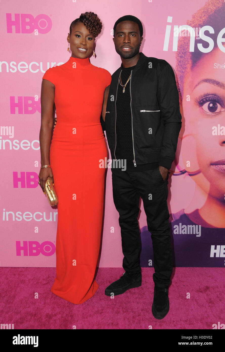 Los Angeles, CA, USA. 6. Oktober 2016. 6. Oktober 2016 - Los Angeles, Kalifornien. Issa Rae, Y'Lan Noel. Premiere der HBO Serie neue Comedy-Serie '' unsichere '' an Nate Holden Performing Arts Center statt. Bildnachweis: Birdie Thompson/AdMedia Credit: Birdie Thompson/AdMedia/ZUMA Draht/Alamy Live-Nachrichten Stockfoto