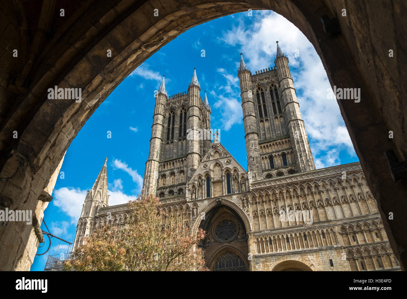 Westliche Fassade des historischen Kathedrale von Lincoln, City of Lincoln, Lincolnshire, England UK Stockfoto