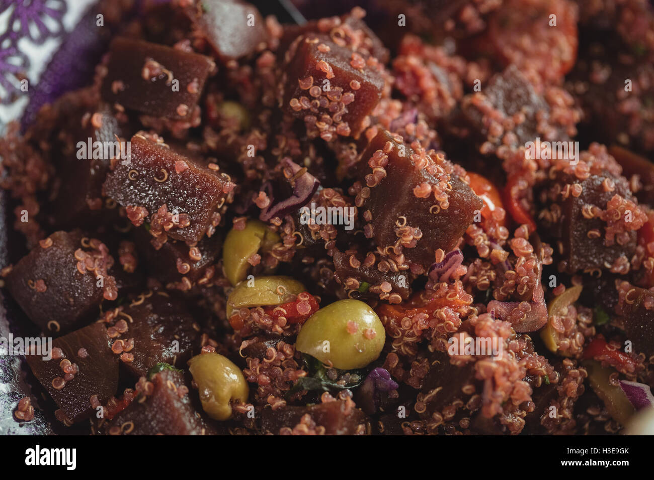 Nahaufnahme von gekochtem Essen auf Teller Stockfoto