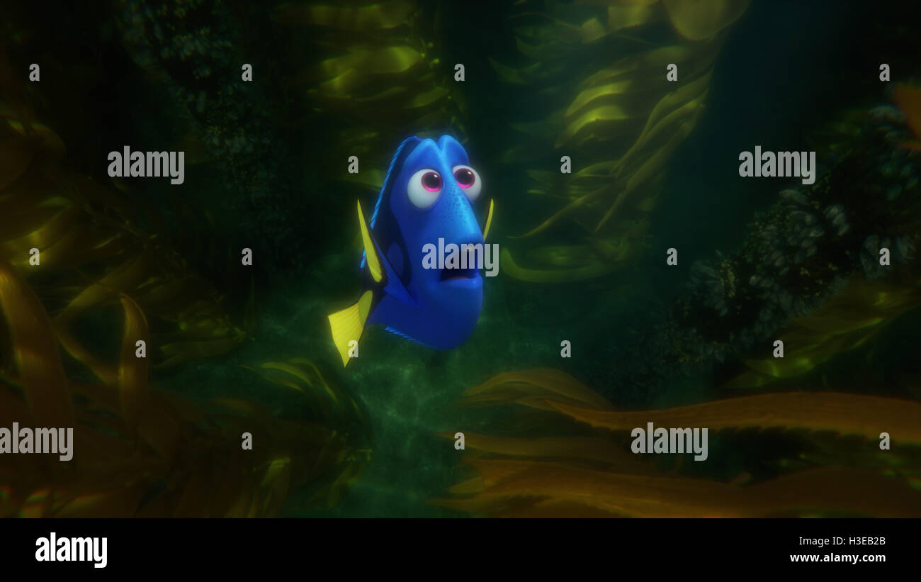 Veröffentlichungsdatum: 17. Juni 2016 Titel: Suche nach Dory STUDIO: Pixar Animation DIRECTOR: Andrew Stanton, Angus MacLane Grundstück: freundlich aber vergesslich blue Tang Fisch vereint mit ihren lieben und jeder lernt ein paar Dinge über die wahre Bedeutung der Familie entlang der Weise Darsteller: Ellen DeGeneres, Albert Brooks, Ed O'Neill (Credit: C Pixar/Unterhaltung Bilder / Stockfoto