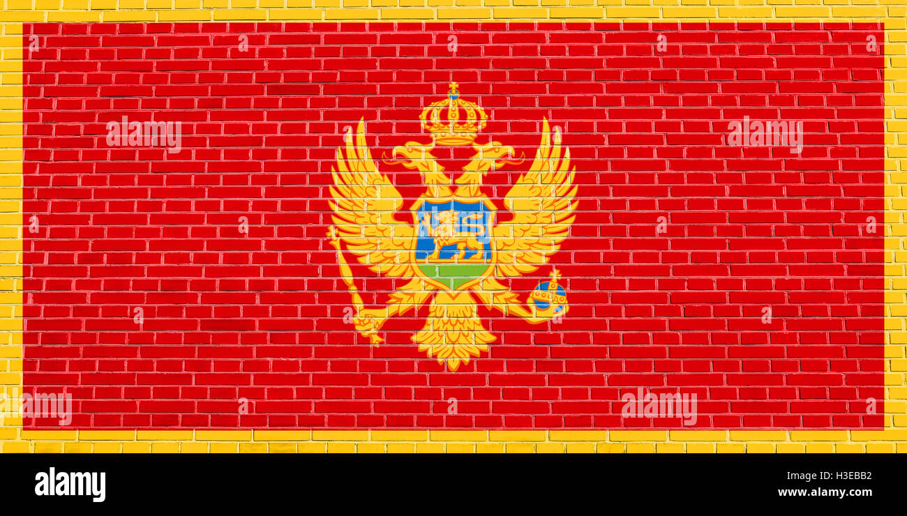 Montenegrinische offizielle Nationalflagge. Patriotisches Symbol, Banner, Element, Hintergrund. Genaue Abmessungen. Richtige Größe, Farben. Stockfoto