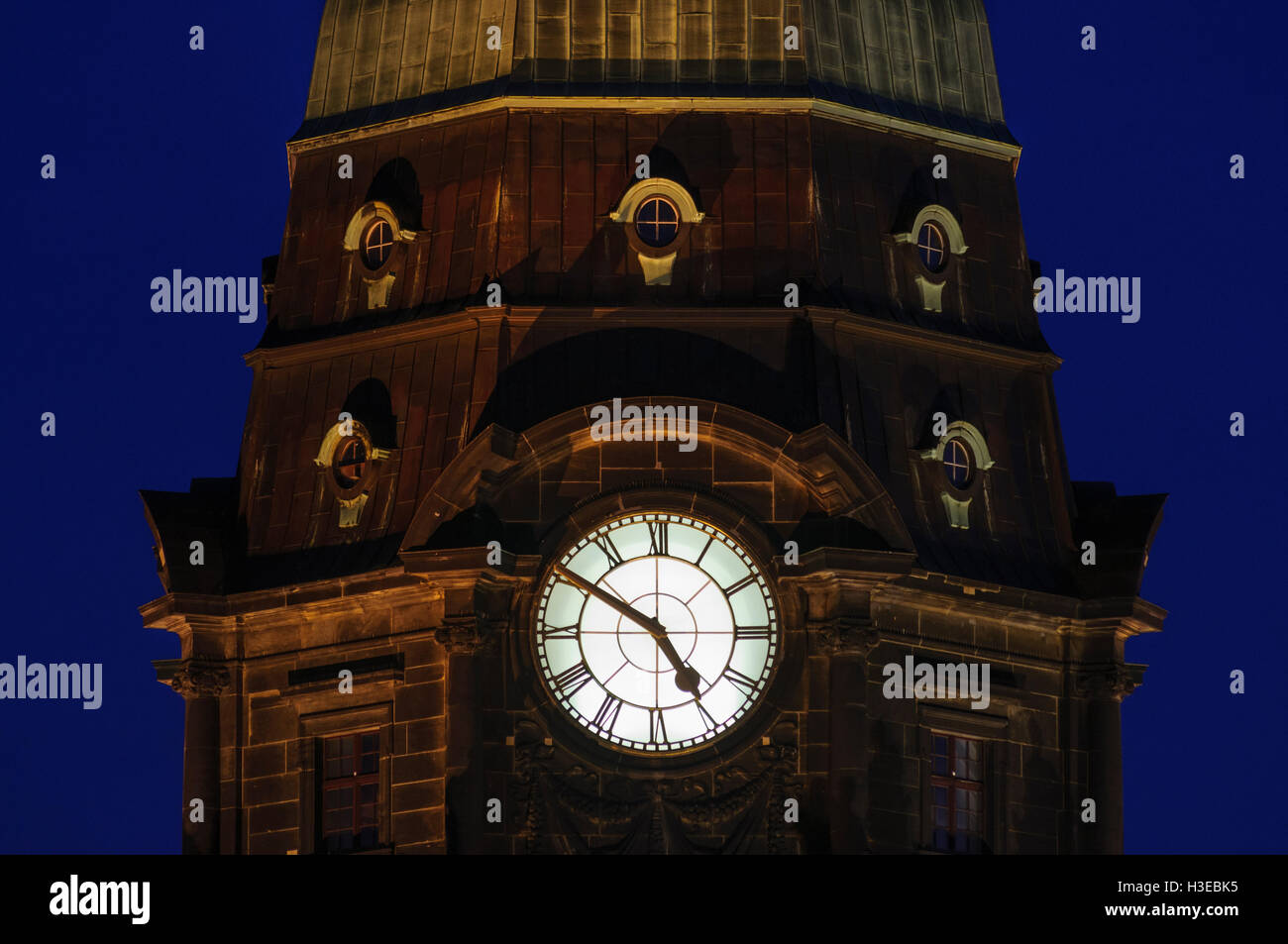 Dresden: um den Rathausturm, Uhr, Sachsen, Sachsen, Deutschland Stockfoto