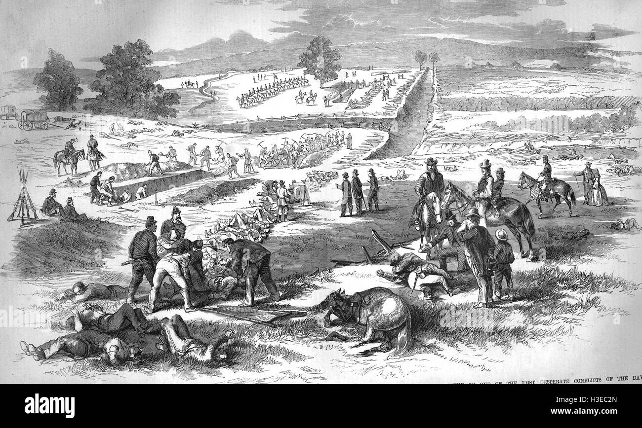 Schlacht von ANTIETAM, Maryland, 17. September 1862. Die Toten zu begraben. Stockfoto