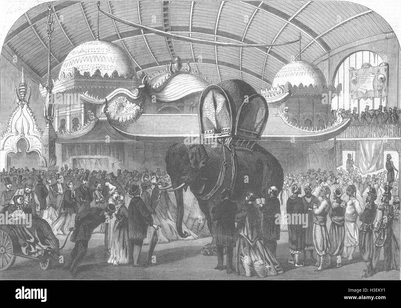 THAILAND Paris Ausstellung Modell Elefant 1867. Illustrierte London News Stockfoto