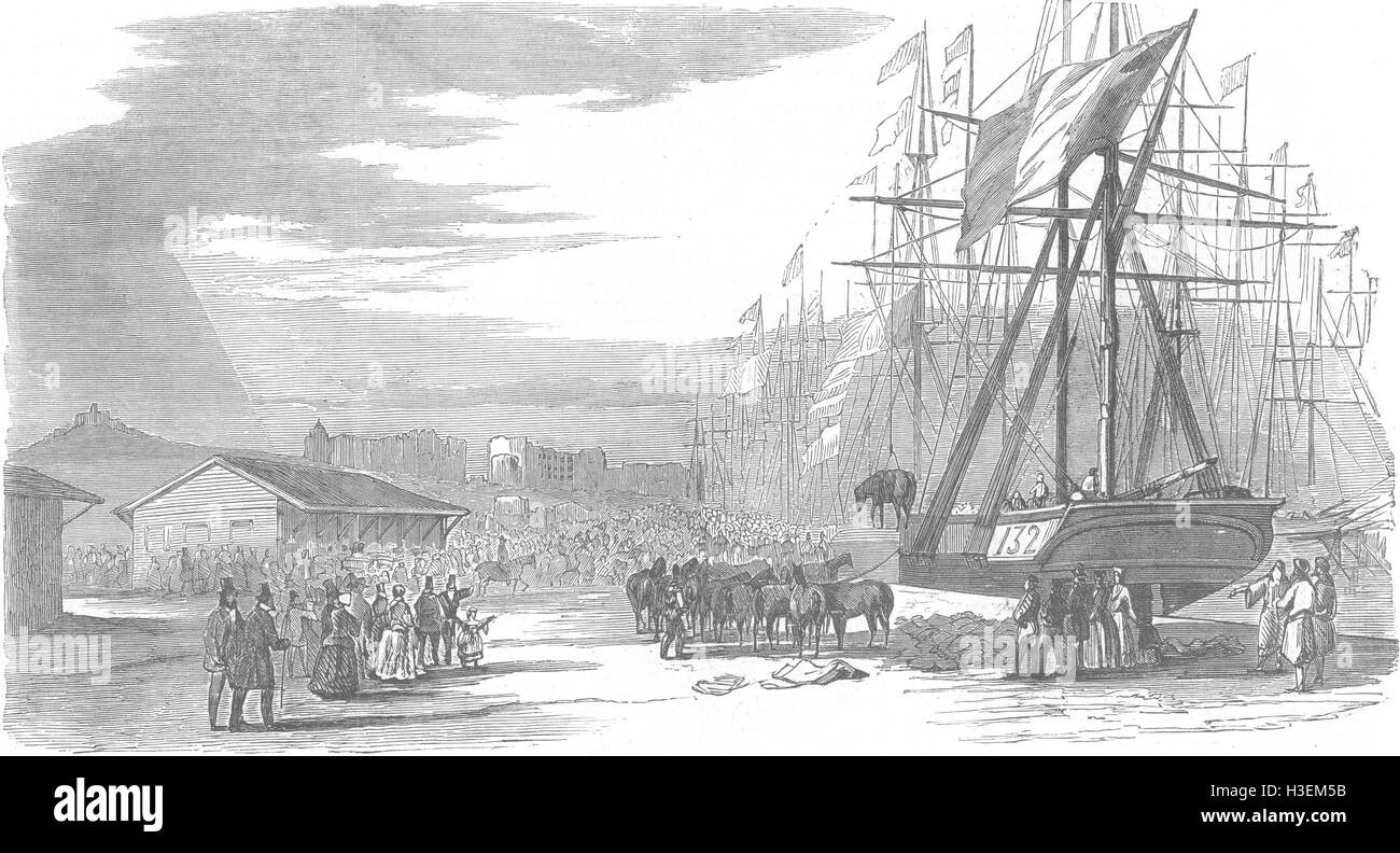 Frankreich-Truppen einschiffen, Marseille 1854. Illustrierte London News Stockfoto