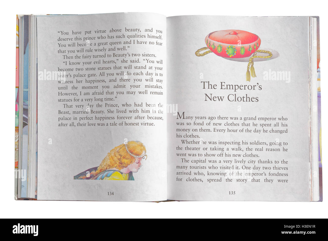 Des Kaisers neue Kleider in einem Buch der Märchen Stockfoto