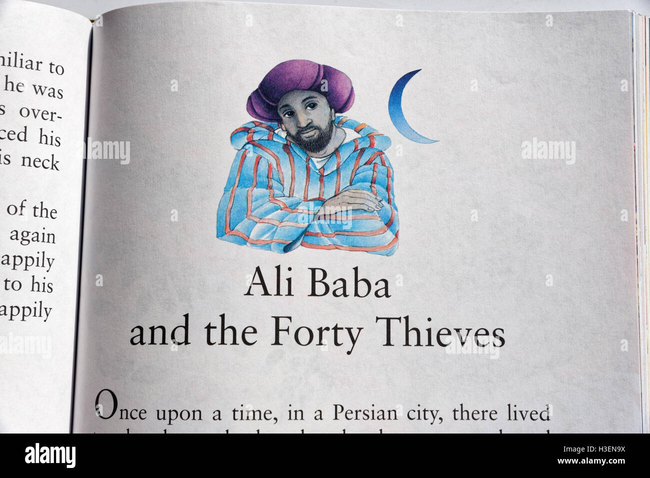 Ali Baba und die vierzig Räuber in einem Buch der Märchen Stockfoto