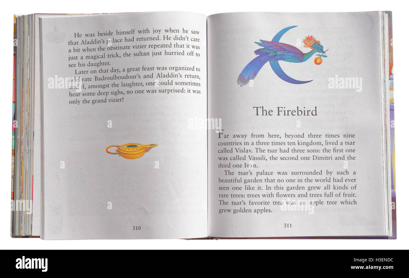 Der Firebird in einem Buch der Märchen Stockfoto