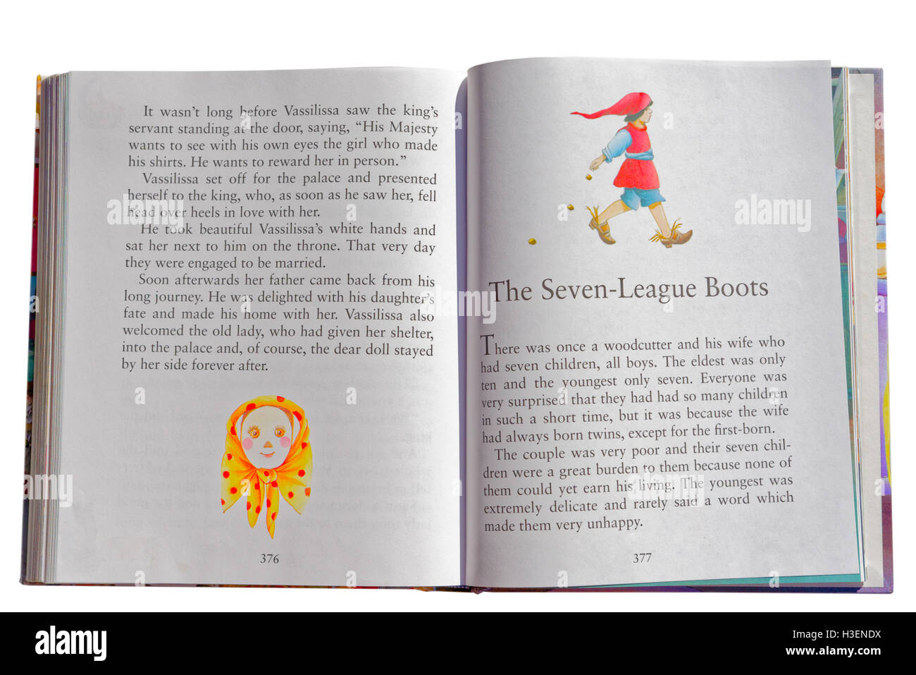Die sieben Liga-Stiefel in einem Buch der Märchen Stockfoto