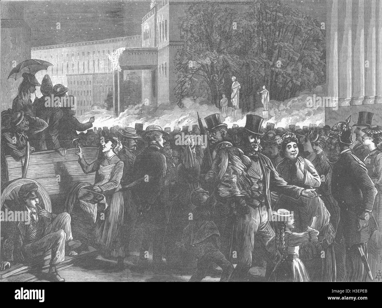 Deutschland Menschenmenge, preußischen Garde, Serenade, Berlin 1872. Illustrierte London News Stockfoto