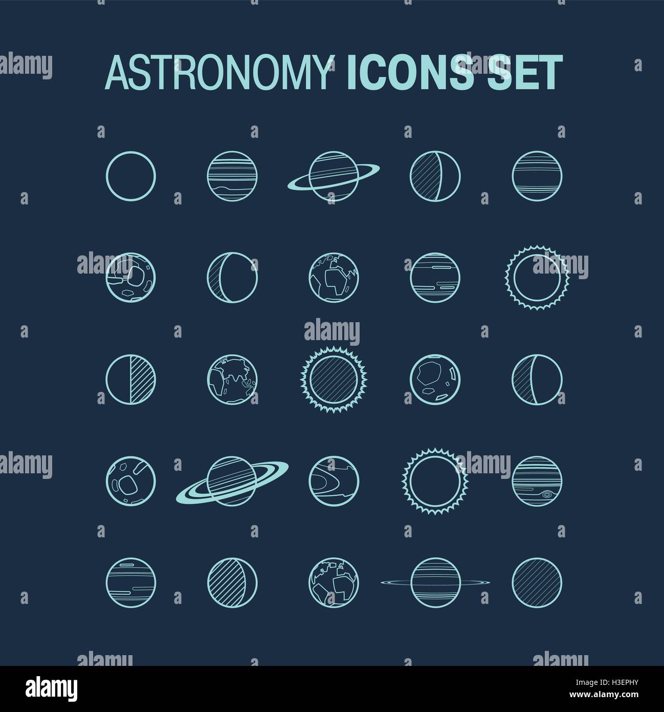 Solar System-Icon-Set Stock Vektor