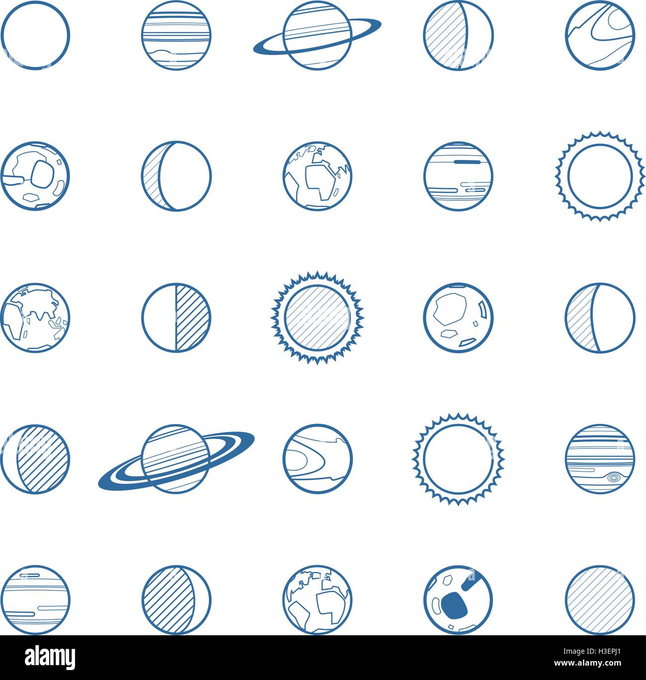 Solar System-Icon-Set Stock Vektor