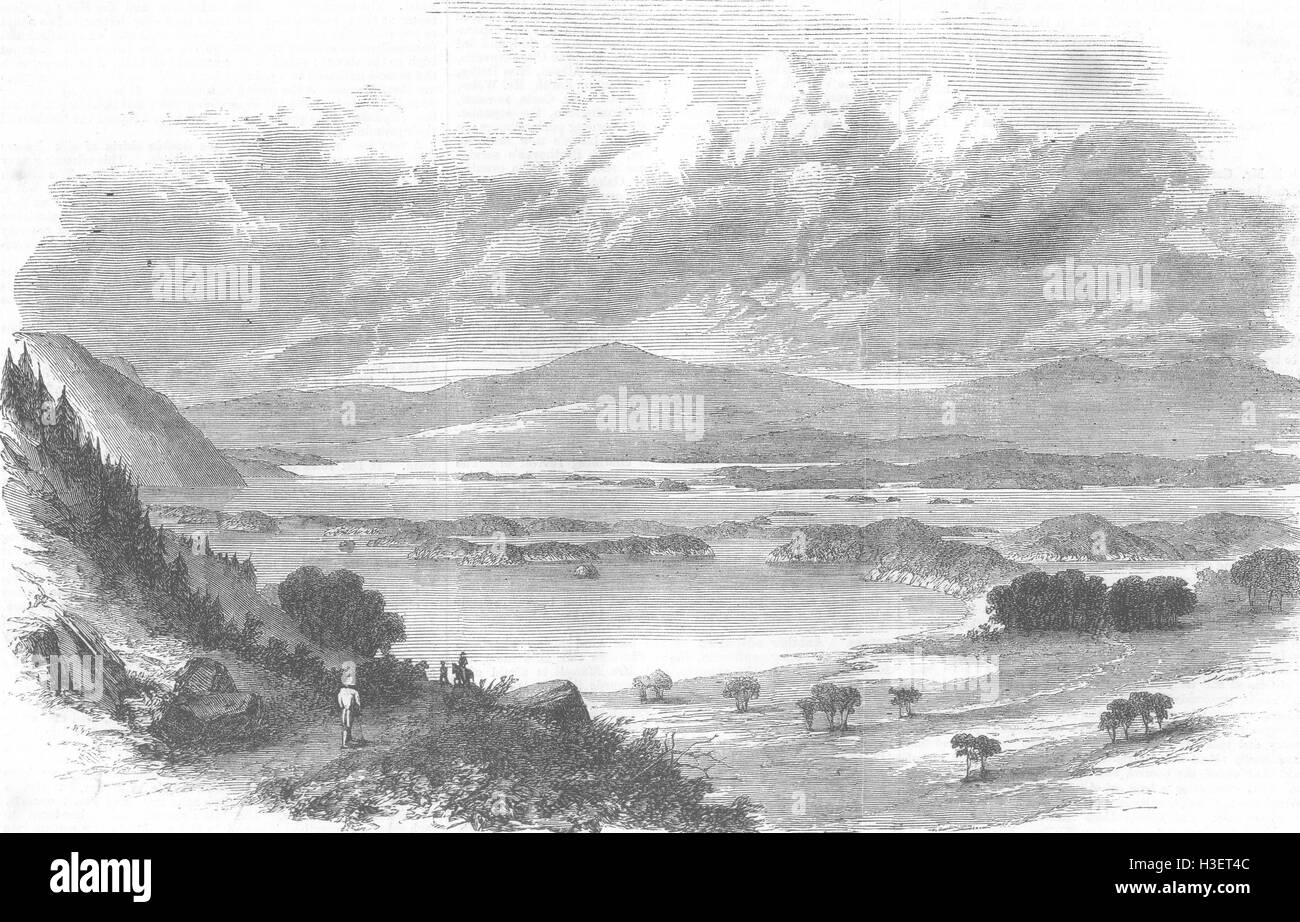 Irland Mucross See und Lough Leane, Killarney 1858. Illustrierte London News Stockfoto