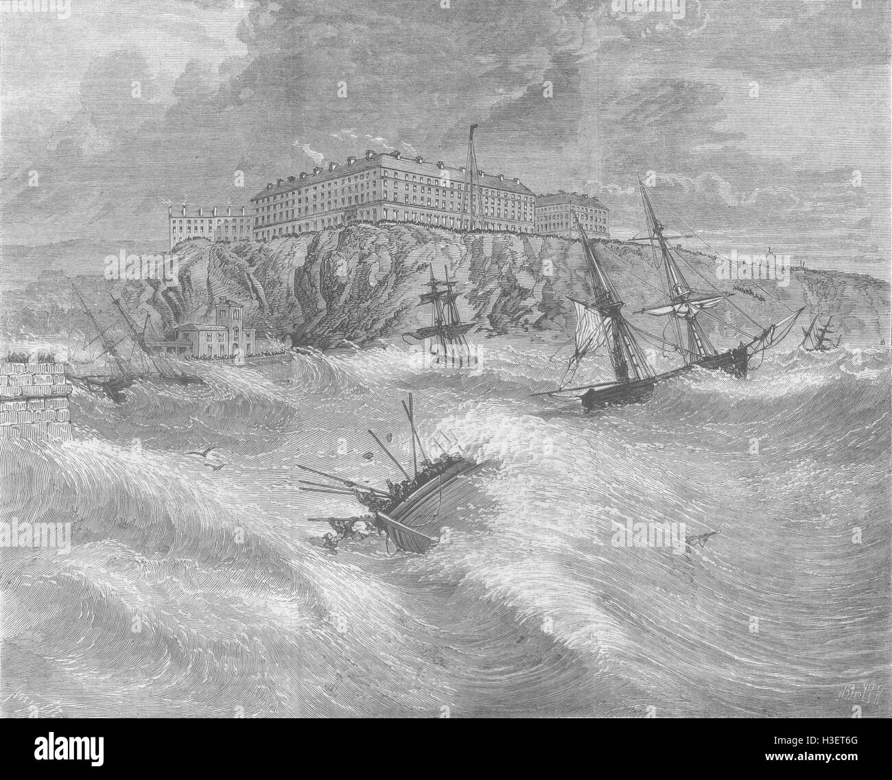 YORKSHIRE Rettungsboot Katastrophe in Whitby 1861. Illustrierte London News Stockfoto