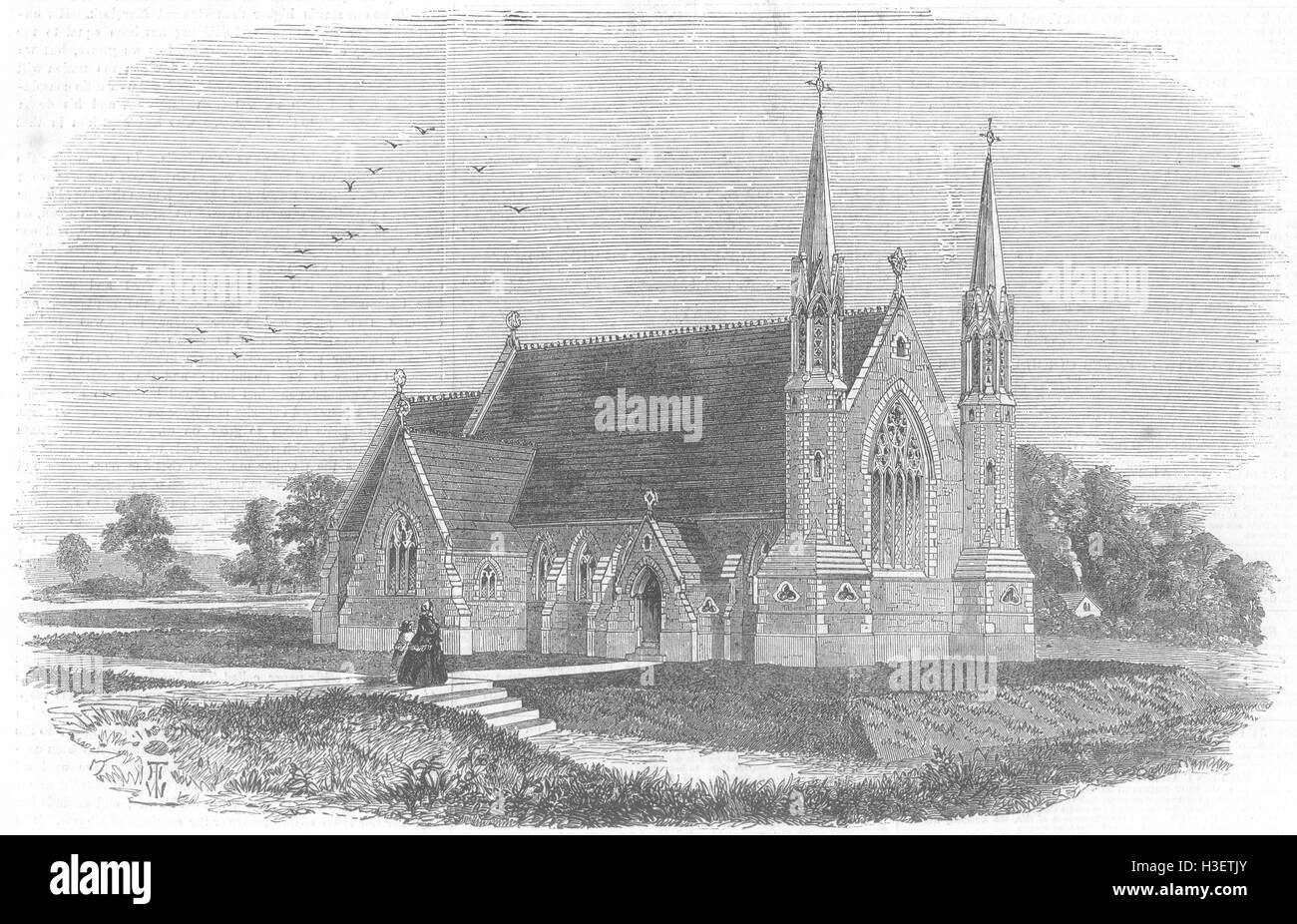LANCS Christuskirche, vor kurzem am Lancaster 1858 errichtet. Illustrierte London News Stockfoto