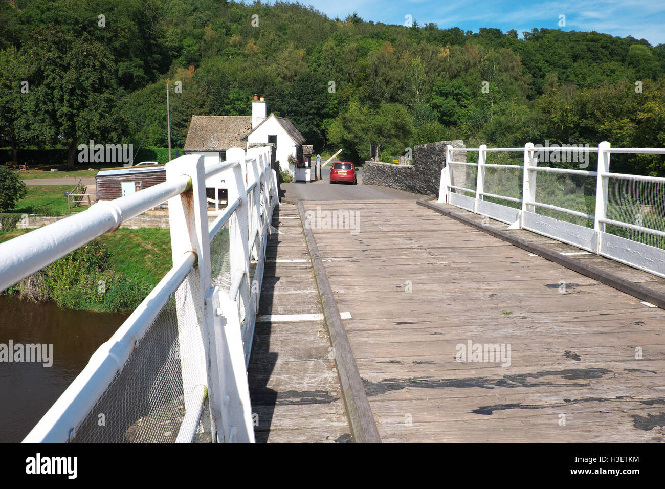 Whitney on Wye, Herefordshire, UK - Maut Brücke überquert den Fluss Wye Stockfoto