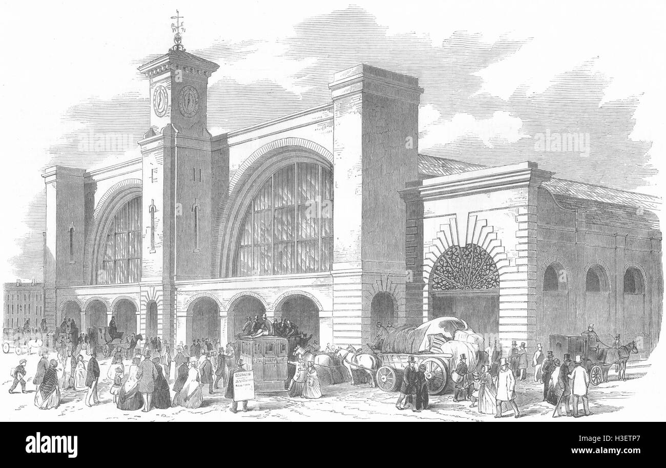 LONDON Kings Cross Station, Northern Railway 1852. Illustrierte London News Stockfoto