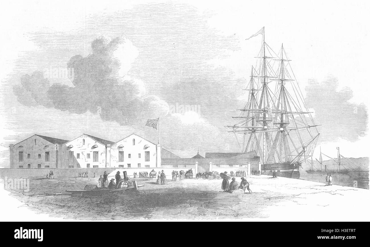 CHESHIRE australische Auswanderung Dock, Birkenhead 1852. Illustrierte London News Stockfoto
