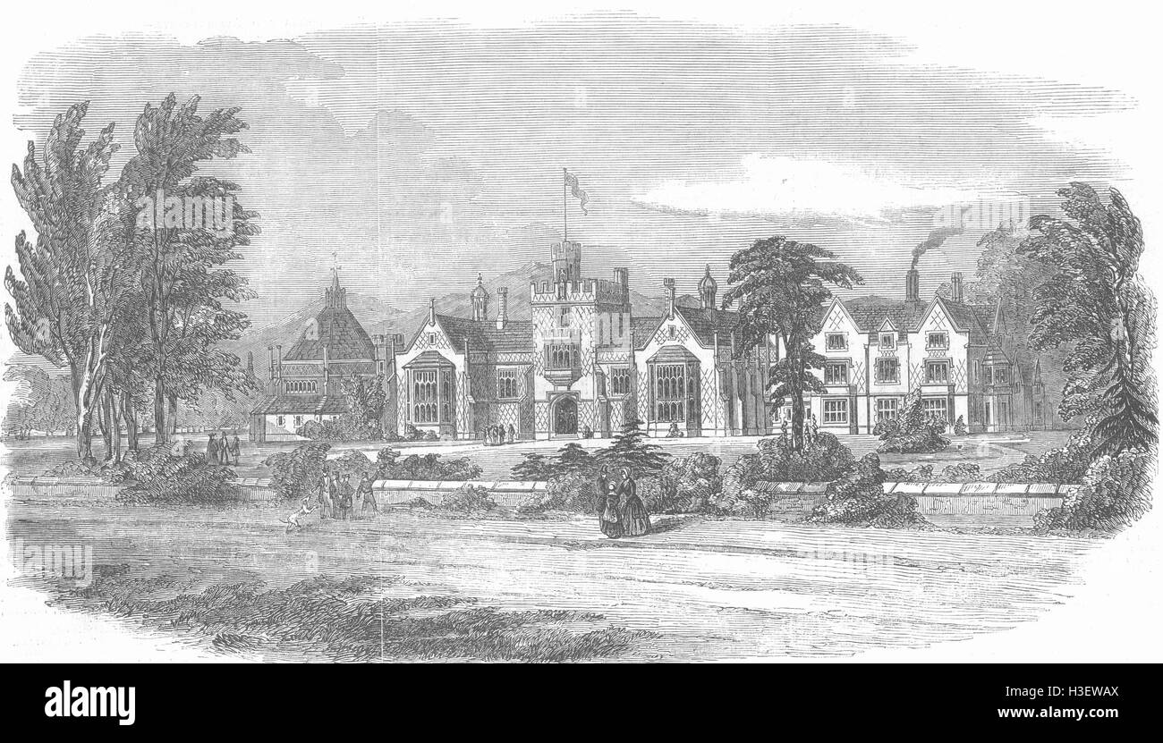 LEICS Grammatik und Handelsschule, Loughborough 1850. Illustrierte London News Stockfoto
