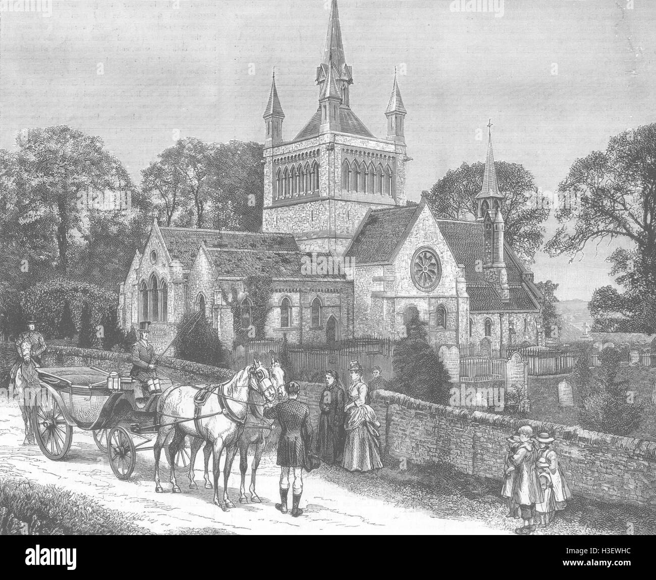 IOW Whippingham Church, königliche Hochzeit 1885. Illustrierte London News Stockfoto