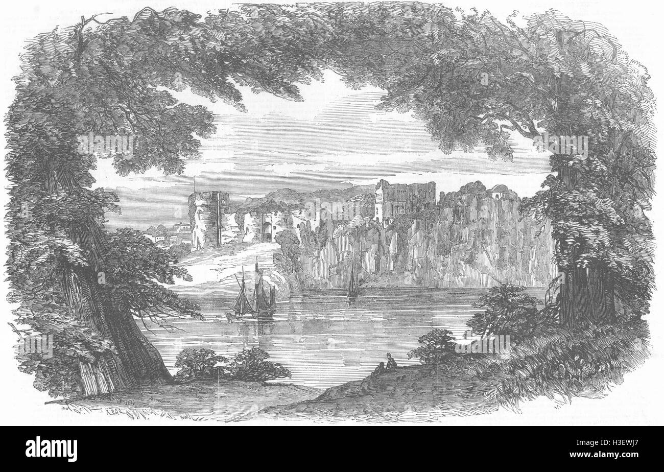 WALES Chepstow Castle 1851. Illustrierte London News Stockfoto