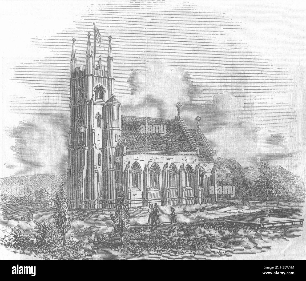 BERKS New Church am tragen Holz, in der Nähe von Wokingham 1846. Illustrierte London News Stockfoto