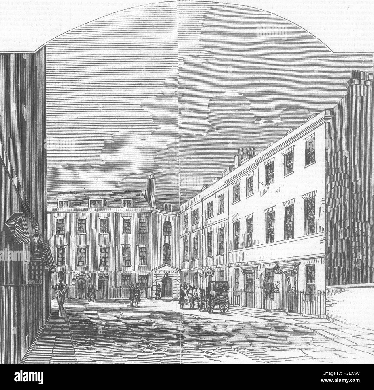 LONDON Regierungsstellen, Downing-Street-1846. Illustrierte London News Stockfoto