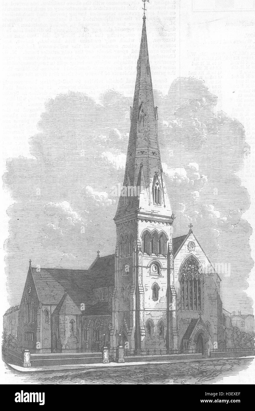 SOUTH KENSINGTON Str. Peters Kirche, Onslow Gärten 1868. Illustrierte London News Stockfoto