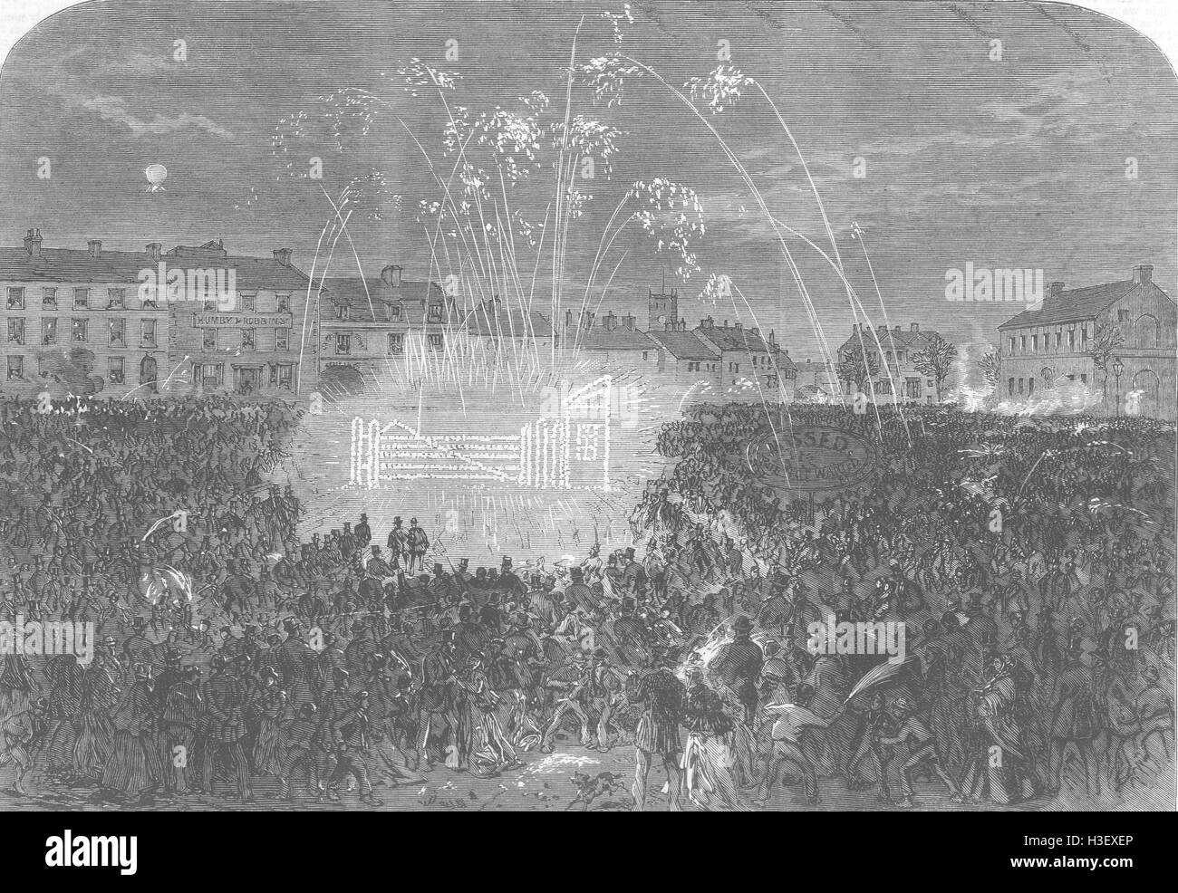 WELKT feiert Turnpike-Gates Abschaffung, Devizes 1868. Illustrierte London News Stockfoto